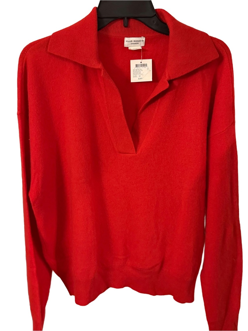 Club Monaco Women’s  Red Collared 100% Cashmere Sweater Size M NWT
